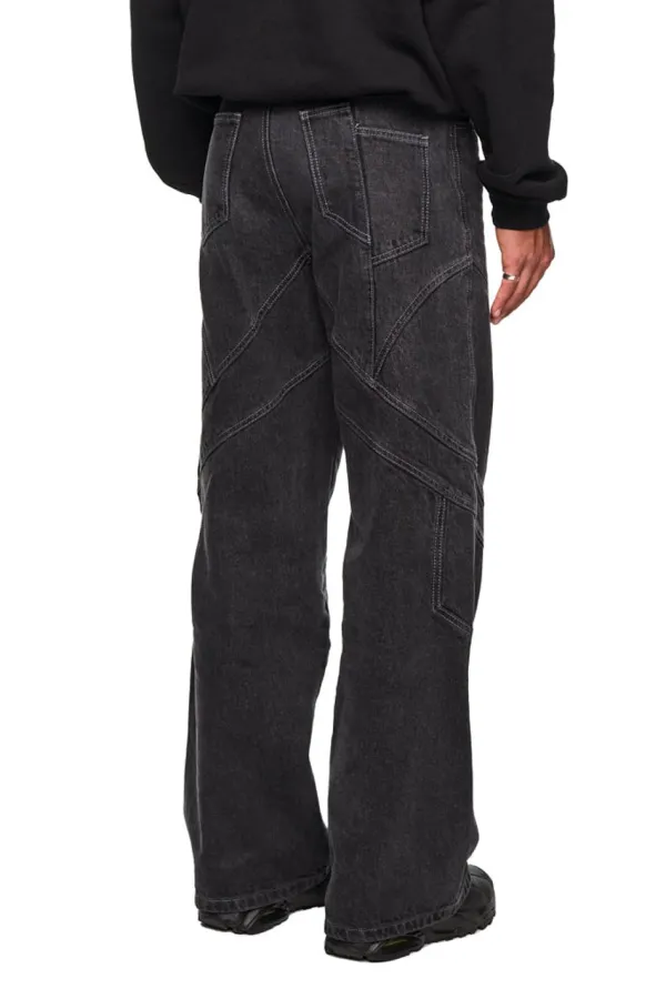 OLAKALA Alien Intel Black Denim Pants Discount