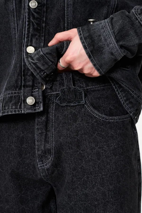 OLAKALA Cc Black Monogram Denim Pants New