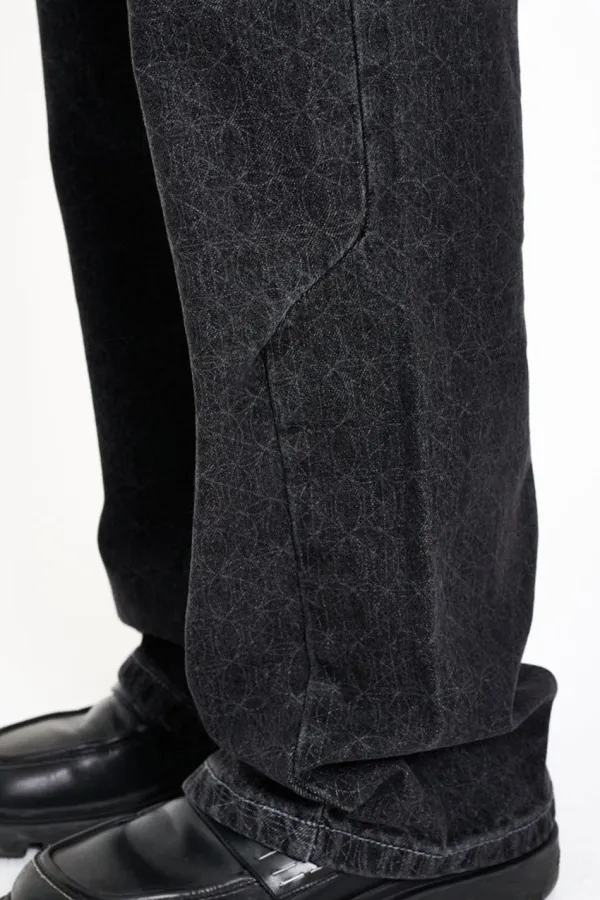 OLAKALA Cc Black Monogram Denim Pants New