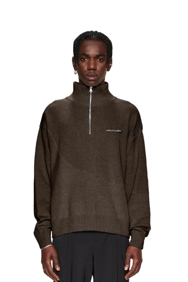 OLAKALA Cc Knit Halfzip Brown Flash Sale