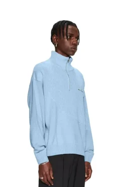 OLAKALA Cc Knit Halfzip Light Blue Best Sale