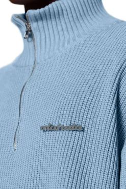 OLAKALA Cc Knit Halfzip Light Blue Best Sale