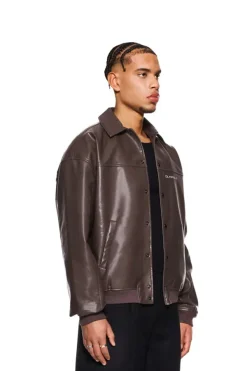 OLAKALA Cc Leather Jacket Brown Clearance