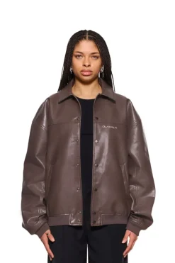 OLAKALA Cc Leather Jacket Brown Clearance