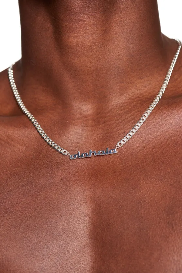OLAKALA Cc Logo Chain Silver Coated New