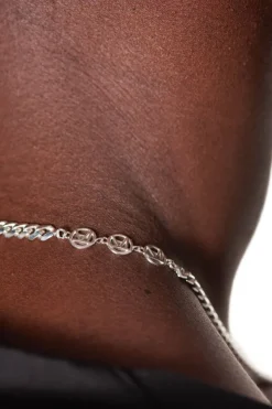 OLAKALA Cc Logo Chain Silver Coated New