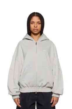OLAKALA Cc Zip Hoodiepussywillow Gray Fashion