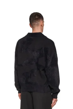 OLAKALA Glitched Fuzzy Polo Black Clearance