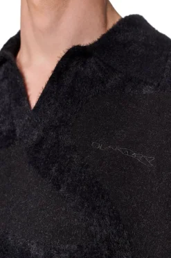 OLAKALA Glitched Fuzzy Polo Black Clearance
