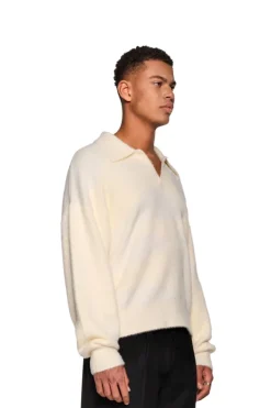 OLAKALA Glitched Fuzzy Polo Cream Online