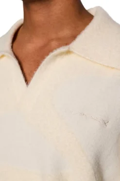 OLAKALA Glitched Fuzzy Polo Cream Online