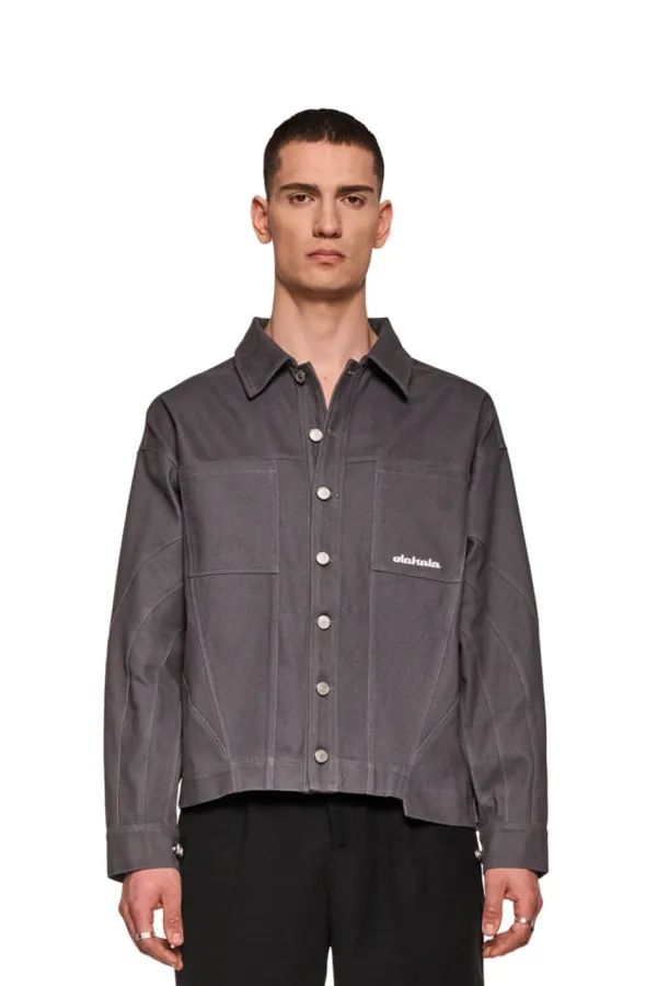 OLAKALA Heavy Anatomy Cotton Overshirt Gray Shop