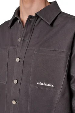 OLAKALA Heavy Anatomy Cotton Overshirt Gray Shop