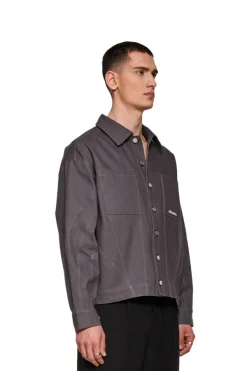 OLAKALA Heavy Anatomy Cotton Overshirt Gray Shop