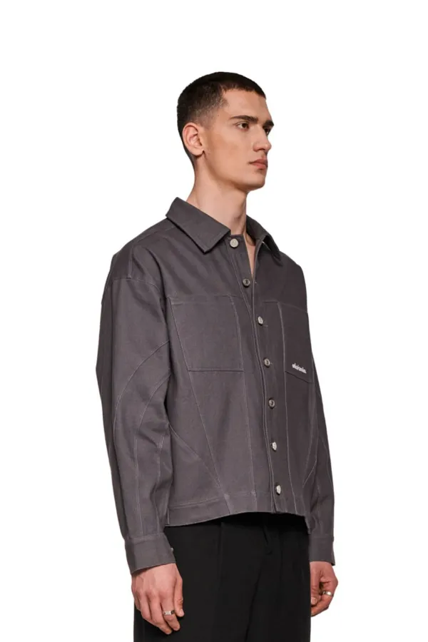 OLAKALA Heavy Anatomy Cotton Overshirt Gray Shop