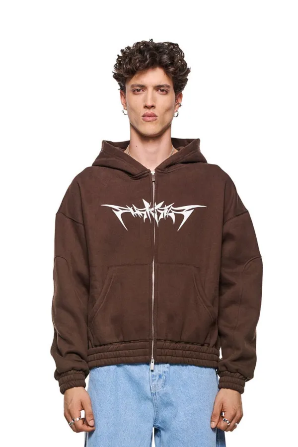 OLAKALA Isolation Zip Hoodie Brown Discount