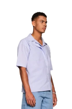 OLAKALA Layered Short Sleeve Shirt Blue Shop